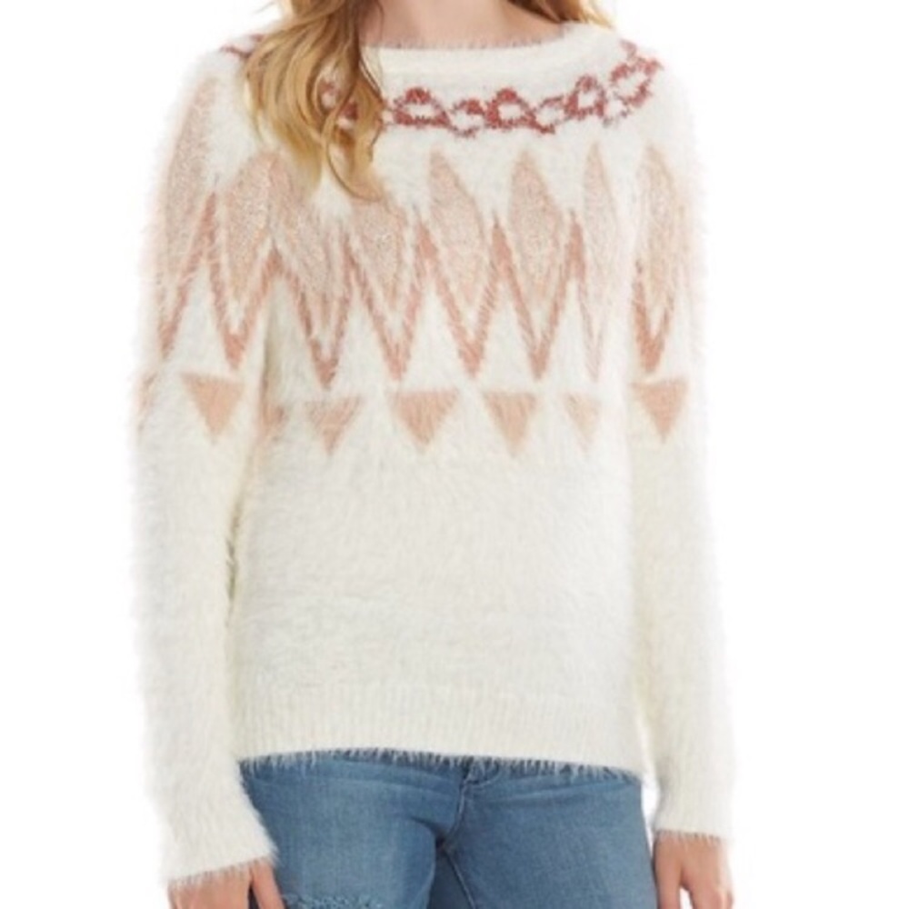 LC Lauren Conrad Fair Isle Eyelash Sweater – Size Medium – Blush Pink